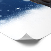 Schattigee Franse Bulldog Snow Stars Blue Christma Poster (Hoek)