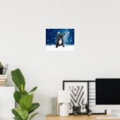 Schattigee Franse Bulldog Snow Stars Blue Christma Poster (Thuiskantoor)