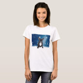 Schattigee Franse Bulldog Snow Stars Blue Christma T-shirt (Voorkant volledig)