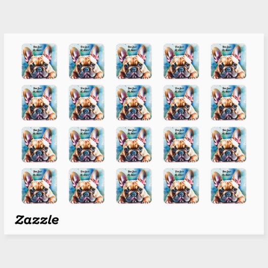 Schattigee Franse Bulldog Square Stickers (Vel)