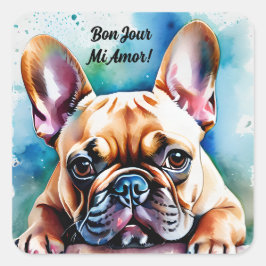 Schattigee Franse Bulldog Square Stickers