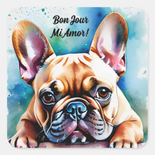 Schattigee Franse Bulldog Square Stickers