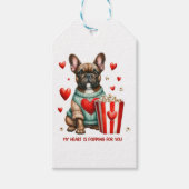 Schattigee Franse Bulldog Valentijnsdag hart Cadeaulabel (Voorkant)