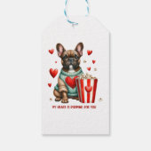 Schattigee Franse Bulldog Valentijnsdag hart Cadeaulabel (Achterkant)