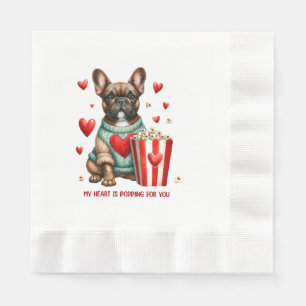 Schattigee Franse Bulldog Valentijnsdag hart Servet