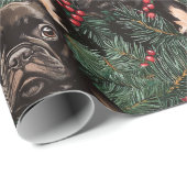Schattigee Franse Bulldogs Christmas Pine Cadeaupapier (Rol Hoek)
