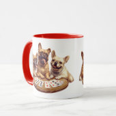 Schattigee Franse Bulldogs Speelkaarten Mok (Voorkant links)