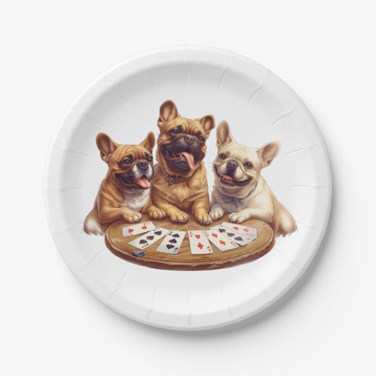 Schattigee Franse Bulldogs Speelkaarten Papieren Bordje (Voorkant)
