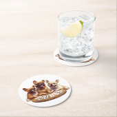 Schattigee Franse Bulldogs Speelkaarten Ronde Kartonnen Onderzetter (Insitu)