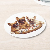 Schattigee Franse Bulldogs Speelkaarten Ronde Kartonnen Onderzetter (Gebogen)