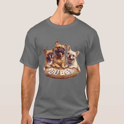 Schattigee Franse Bulldogs Speelkaarten T-shirt (Voorkant)