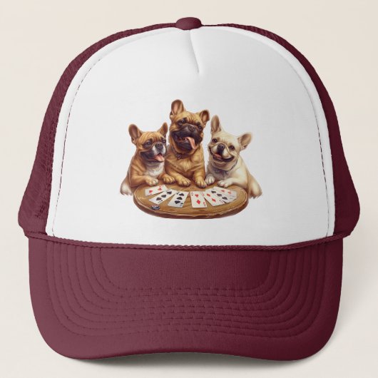Schattigee Franse Bulldogs Speelkaarten Trucker Pet (Voorkant)