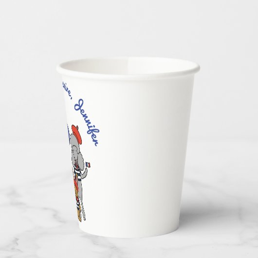 Schattigee Franse Cartoon Dieren Gepersonaliseerde Papieren Bekers (Links)