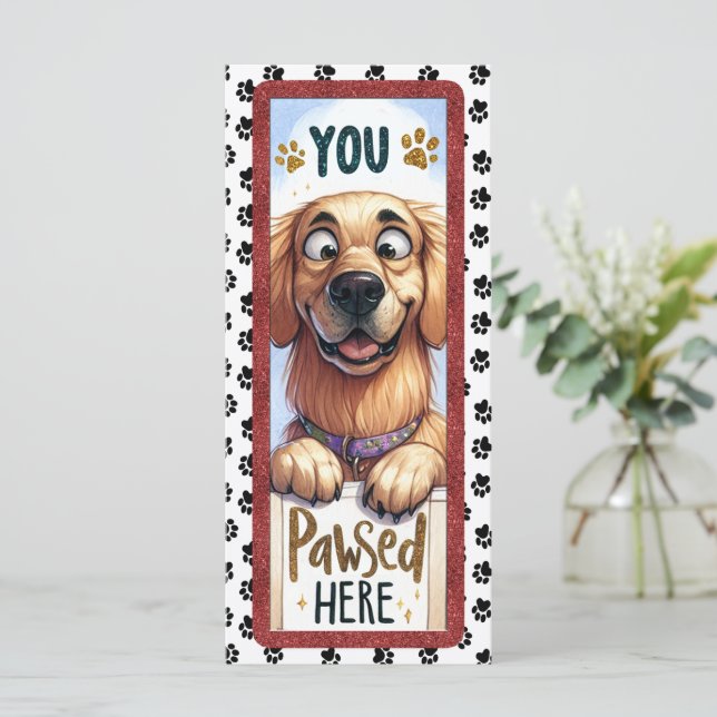 Schattigee Franse Golden Retriever Bookmarker (Staand voorkant)