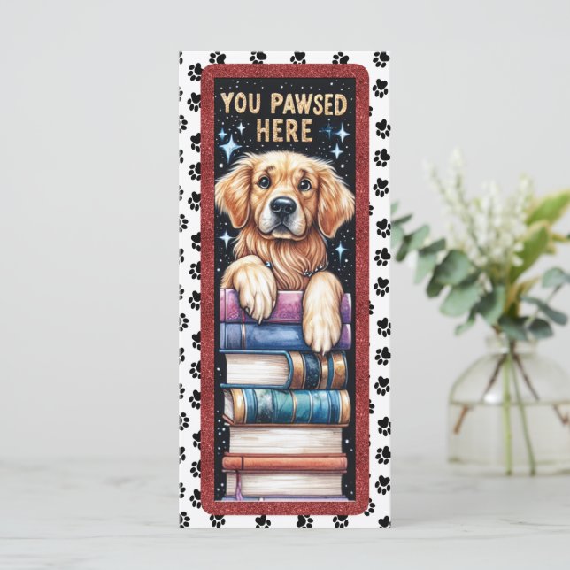 Schattigee Franse Golden Retriever Bookmarker (Staand voorkant)