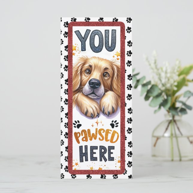 Schattigee Franse Golden Retriever Bookmarker (Staand voorkant)
