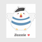 Schattigee Franse Hen met Beret Sticker (Vel)