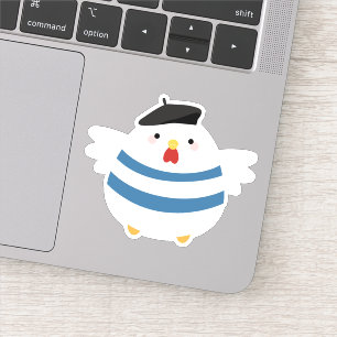 Schattigee Franse Hen met Beret Sticker