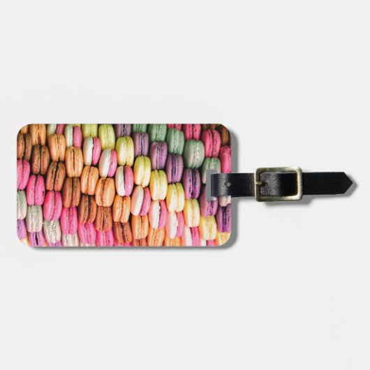 Schattigee Franse Macaron Cookies Bagagelabel (Voorkant horizontaal)