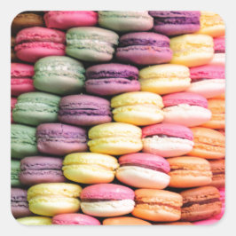 Schattigee Franse Macaron Cookies Vierkante Sticker