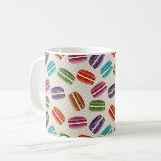 Schattigee Franse Macaron Pattern Koffiemok (Voorkant links)