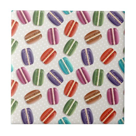 Schattigee Franse Macaron Pattern Tegeltje (Voorkant)