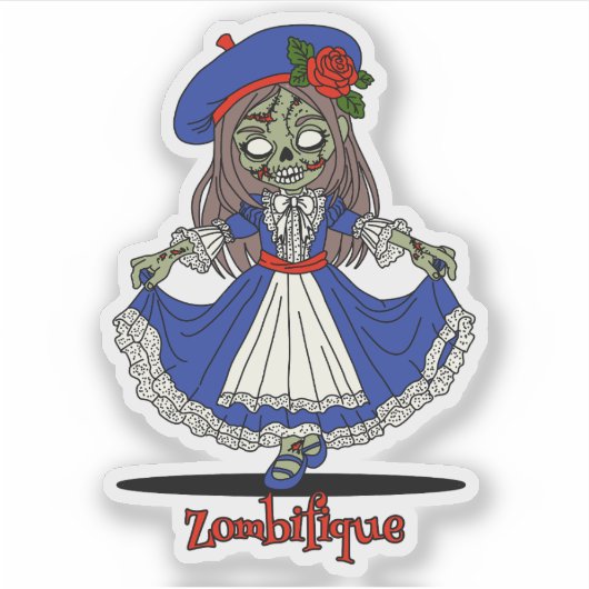 Schattigee Franse zombie Sticker (Voorkant)