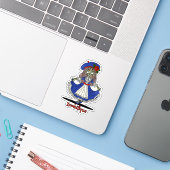 Schattigee Franse zombie Sticker (Laptop met iPhone)