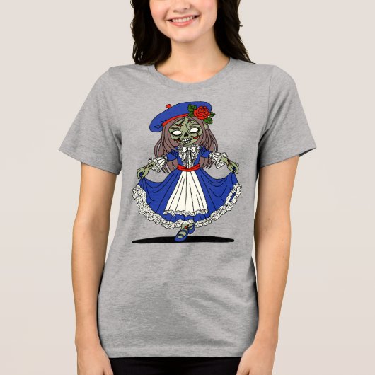 Schattigee Franse zombie Tri-Blend Shirt (Voorkant)
