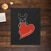 Schattigee Frenchie Dog met een rood hart Fleece Deken