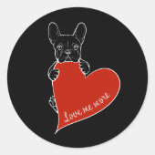 Schattigee Frenchie Dog met een rood hart Ronde Sticker (Voorkant)