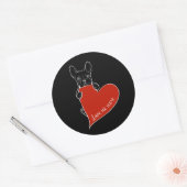 Schattigee Frenchie Dog met een rood hart Ronde Sticker (Envelop)