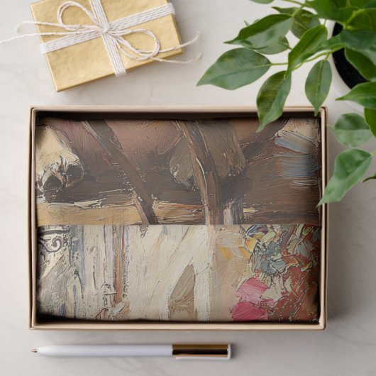 Schattigee Frenchie Paris Cafe Schilderij Decoupag Tissuepapier (Geschenk)