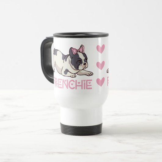 Schattigee Frenchie Puppy Hondenliefhebber Gift Fr Reisbeker (Voorkant links)