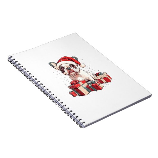 Schattigee Frenchie Santa Hat Grappige Kerst Frans Notitieboek (Rechterzijde)