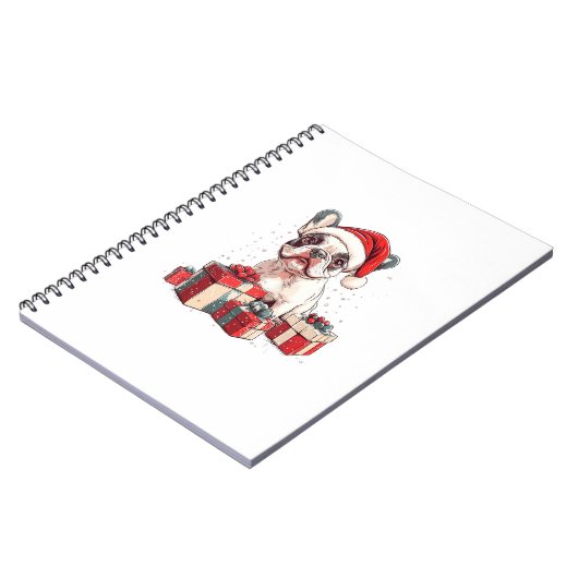 Schattigee Frenchie Santa Hat Grappige Kerst Frans Notitieboek (Linkerzijde)