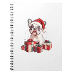Schattigee Frenchie Santa Hat Grappige Kerst Frans Notitieboek