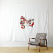 Schattigee Frenchie Santa Hat Grappige Kerst Frans Wandkleed (In Situ (horizontaal))