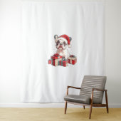 Schattigee Frenchie Santa Hat Grappige Kerst Frans Wandkleed (In situ)