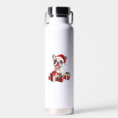 Schattigee Frenchie Santa Hat Grappige Kerst Frans Waterfles (Voorkant)