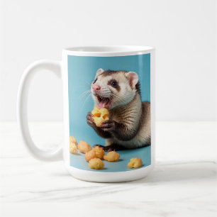 Schattigee fret eten kaas puffs koffiemok