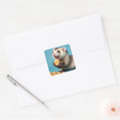 Schattigee fret eten kaas puffs vierkante sticker (Envelop)