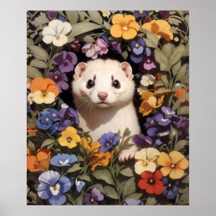 Schattigee fret genesteld in Pansies Garden Poster