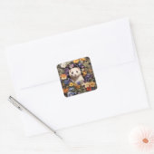 Schattigee fret genesteld in Pansies Garden Vierkante Sticker (Envelop)