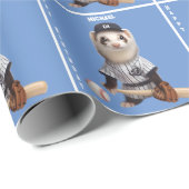 Schattigee fret verkleed als basbalspeler Verjaard Cadeaupapier (Rol Hoek)