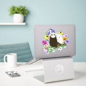 Schattigee Fretten Bloemen Sticker (Laptop op bureau)