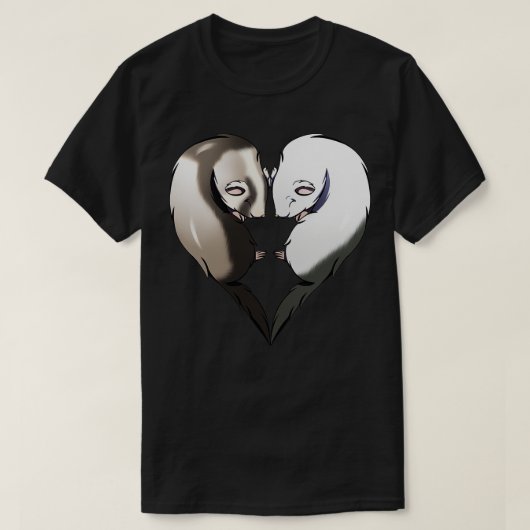 Schattigee fretten Paar Hart Valentijnsdag T-shirt (Design voorkant)