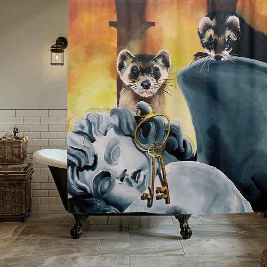 Schattigee frettensleutels Cherub Douchegordijn