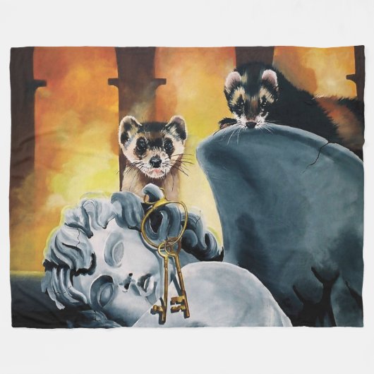 Schattigee frettensleutels Cherub Fleece Deken (Voorkant (Horizontaal))