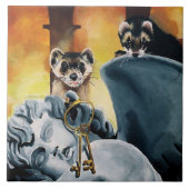 Schattigee frettensleutels Cherub Tegeltje (Voorkant)